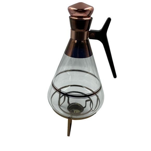 Vintage Inland Carafette Warmer Set Carafe & Warmer Copper 16oz MCM MidCentury - Picture 2 of 9